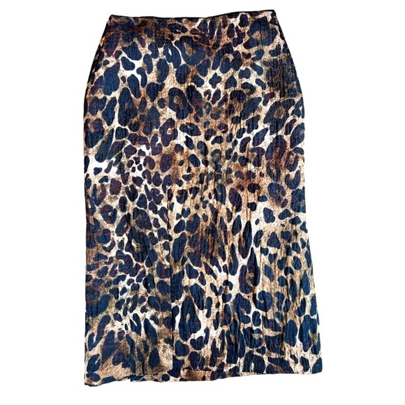Lafayette 148 Animal Leopard Print Red Undertones Sexy Midi Skirt Sz 6 - Picture 1 of 12